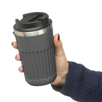 gadget ecologici con logo - Tazza da viaggio in acciaio inossidabile riciclato Chiara 400 ml