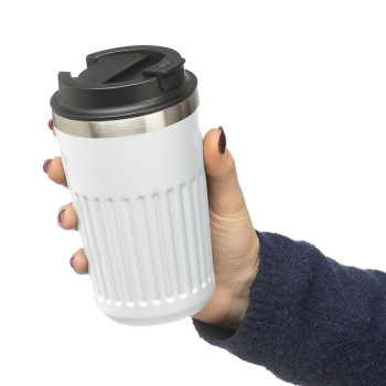 gadget ecologici con logo - Tazza da viaggio in acciaio inossidabile riciclato Chiara 400 ml