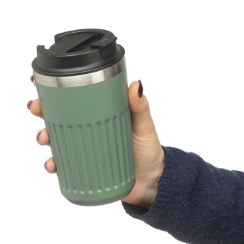 gadget ecologici con logo - Tazza da viaggio in acciaio inossidabile riciclato Chiara 400 ml