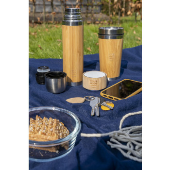 Tazze termiche personalizzate con logo - Tazza da viaggio Sabine | Bambù e acciaio inox | 400 ml