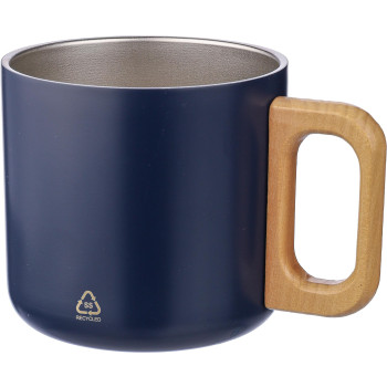 Tazze termiche personalizzate con logo - Tazza Dwight | Inox riciclato | Manico in legno | 400 ml