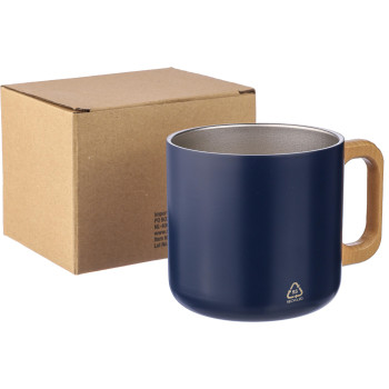 Tazze termiche personalizzate con logo - Tazza Dwight | Inox riciclato | Manico in legno | 400 ml