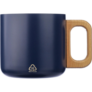 Tazze termiche personalizzate con logo - Tazza Dwight | Inox riciclato | Manico in legno | 400 ml