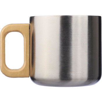 Tazze termiche personalizzate con logo - Tazza Dwight | Inox riciclato | Manico in legno | 400 ml