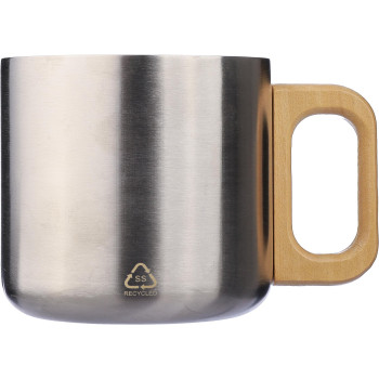 Tazze termiche personalizzate con logo - Tazza Dwight | Inox riciclato | Manico in legno | 400 ml