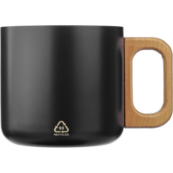 Tazze termiche personalizzate con logo - Tazza Dwight | Inox riciclato | Manico in legno | 400 ml