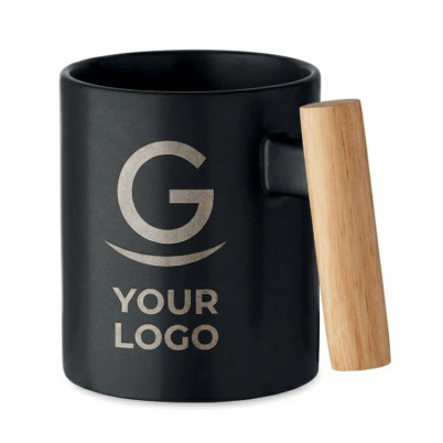 Tazza in ceramica 320 ml con manico in legno e scatola
