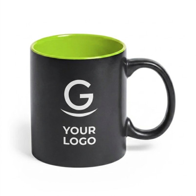 Tazza in ceramica personalizzabile interno colorato nero opaco