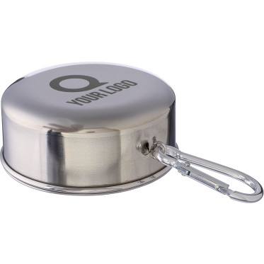 Tazza telescopica in acciaio inox Impression con moschettone in metallo