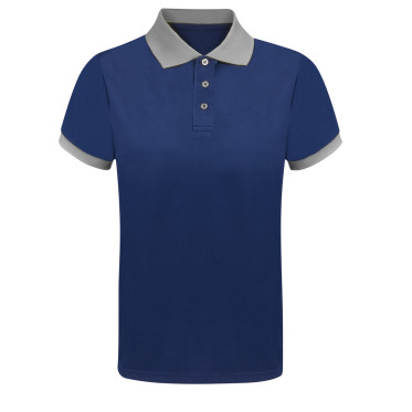 Polo tecnica personalizzabile blu navy maniche corte piqué