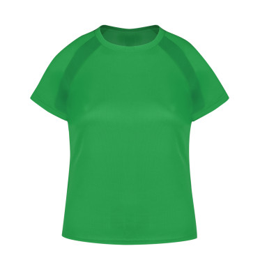 T-shirt tecnica da donna personalizzabile con maniche raglan e microfori