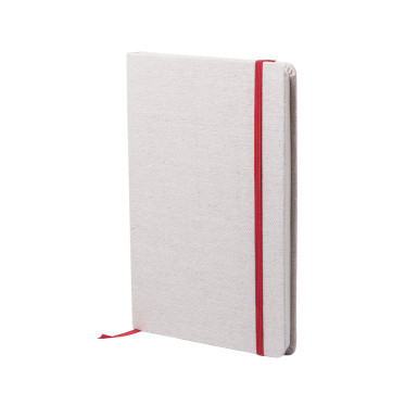 Block Notes personalizzabile con copertina in cotone ecru elasticizzata