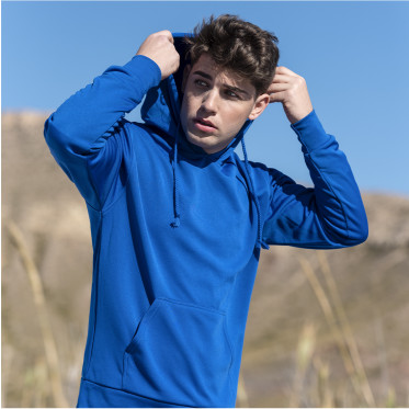 Felpa tecnica personalizzabile unisex con cappuccio e tasca frontale