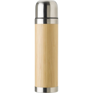 Gadget ecologico ecosostenibile personalizzato - regalo aziendale - Thermos in acciaio inox e bamboo, capacità 400 ml Frederico