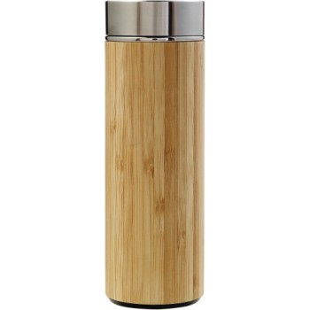 Borraccia personalizzata con logo - Thermos in e bamboo a doppia parete, capacità 420 ml Yara