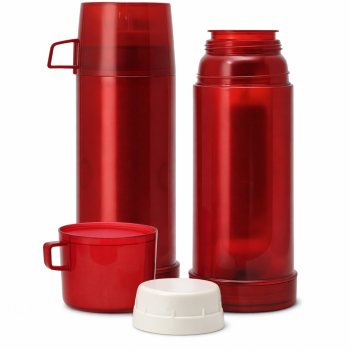 Thermos personalizzati con logo - Thermos personalizzabile trasparente rosso capacità 0,23 litri chiusura coppa
