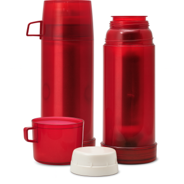 Thermos personalizzabile trasparente rosso capacità 0,23 litri chiusura coppa