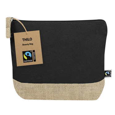 Necessaire personalizzabile cotone e juta Fairtrade con chiusura zip
