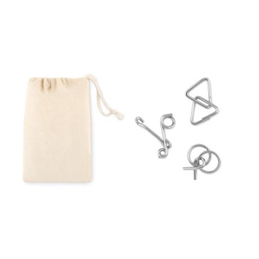 Set rompicapo in metallo personalizzabile con sacchetto in cotone