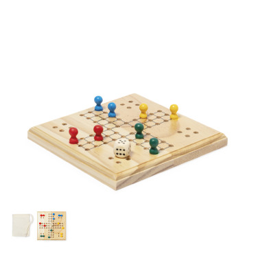 Gioco da tavolo Parcheesi in legno con dado e sacca cotone
