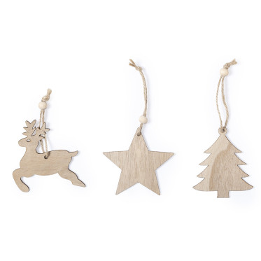 Set decorazioni natalizie personalizzabile legno soft touch con renna stella e albero