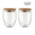 Set bicchieri personalizzabili 350 ml vetro borosilicato doppio strato con coperchio bamboo