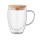 Tazza in vetro borosilicato doppio strato con coperchio bamboo 350 ml