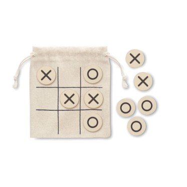 Tic Tac Toe in Legno Naturale 100% con Sacchetto di Cotone Personalizzabile