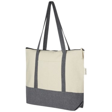Shopper per fiere, eventi personalizzate con logo - Tote bag in cotone riciclato da 320 g/m² con zip Repose - 10L