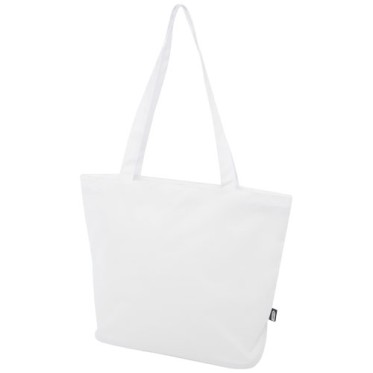 Shopper per fiere, eventi personalizzate con logo - Tote bag in materiale riciclato certificato GRS con cerniera Panama 20l