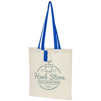Shopper per fiere, eventi personalizzate con logo - Tote bag Nevada ripiegabile, in cotone da 100 g/m² - 7L