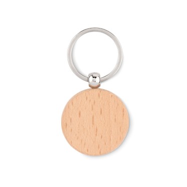 Portachiavi personalizzato con logo - gadget portachiavi aziendale - TOTY WOOD - Portachiavi rotondo in legno
