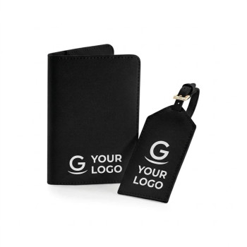 Etichette bagaglio personalizzate con logo - Travel set personalizzabile Bag Base in ecopelle con rifiniture dorate