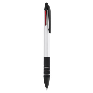 Penna a sfera personalizzabile con grip in gomma e refill nero blu rosso