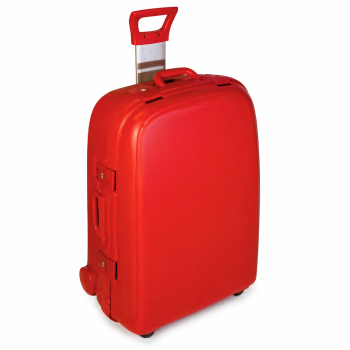 Trolley personalizzati con logo - Trolley personalizzabile rosso rigido con ruote multidirezionali e maniglia telescopica