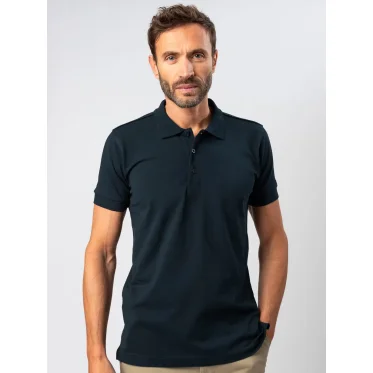 Polo slim-fit personalizzabile Black Spider in cotone organico