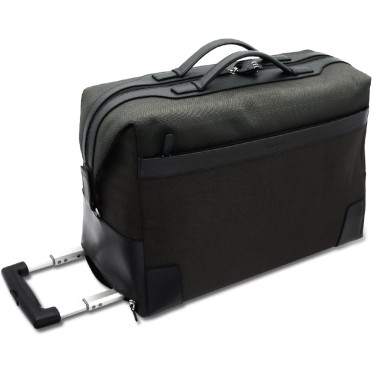 Valigia personalizzabile nera con pelle pregiata e ruote scorrevoli