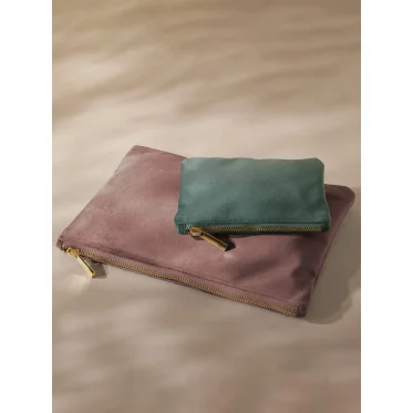 Velvet Accessory Pouch personalizzabile Bag Base in poliestere riciclato con zip oro lucido