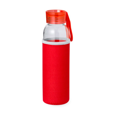 Borraccia personalizzabile 500 ml vetro trasparente con custodia soft shell