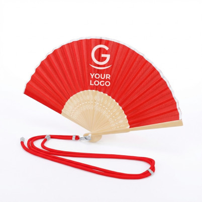 Ventaglio personalizzabile con stecche in bambù e moschettone metallico