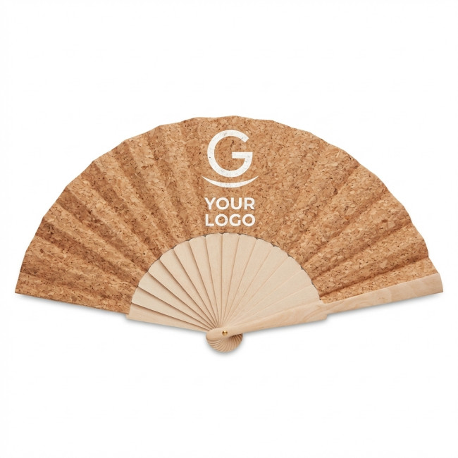 ventaglio personalizzato - Ventaglio personalizzabile in legno e tessuto sughero eco-sostenibile