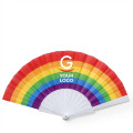 Ventaglio pieghevole personalizzabile tessuto multicolor aste RPET bianco