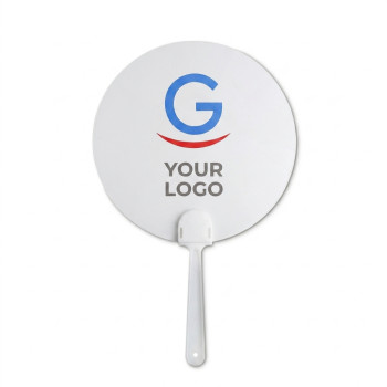 ventaglio personalizzato con logo - Ventaglio rotondo personalizzabile con superficie semi-rigida trasparente