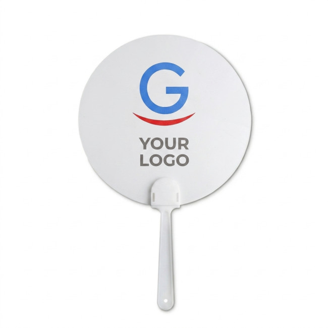 ventaglio personalizzato con logo - Ventaglio rotondo personalizzabile con superficie semi-rigida trasparente