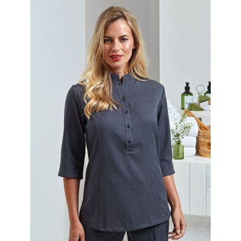 Abbigliamento ristorazione personalizzato con logo - Verbena Linen Look Button Up Beauty Tunic