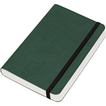 Taccuino quaderno personalizzato con logo - VERTICAL blocco 224 pg. con rigaggio, in vivella bicolore, con elastico verticale. Astuccio di confezione.