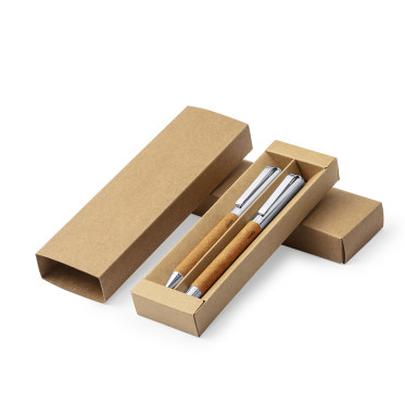 Set di scrittura personalizzabile con penna a sfera e roller in pelle rigenerata