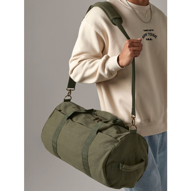 Borsa da palestra personalizzata - Vintage Canvas Barrel Bag
