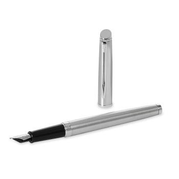 Penna di lusso elegante di qualità personalizzata con logo - Waterman, penna stilografica Hemisphere in acciaio inox