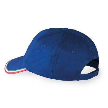 Cappellino 5 pannelli personalizzato con stampa tricolore e chiusura velcro